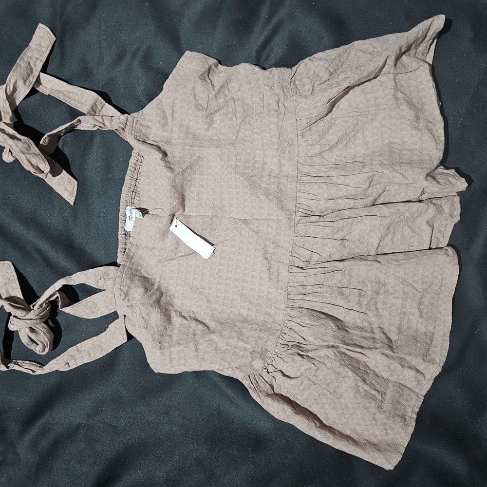 Brown Sleeveless Top with Tied Straps